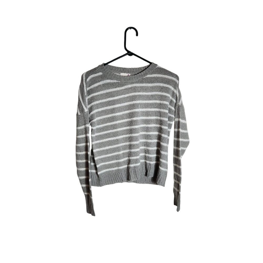 SO Gray & White Striped Knit Sweater XS